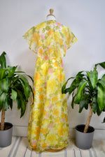 Vintage 60s Sunny Floral Halter Dress