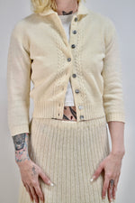 Cream Knit Skirt and Cardi Set