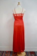 Vintage Red Nylon Open Leg Slip