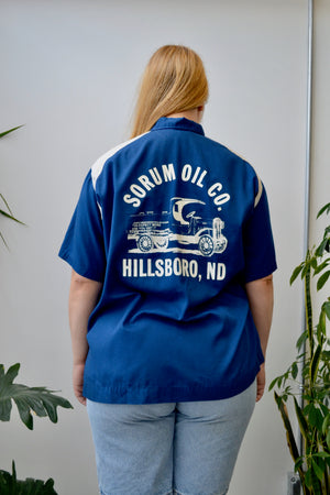 Sixties "Hilton" Navy Bowling Style Shirt