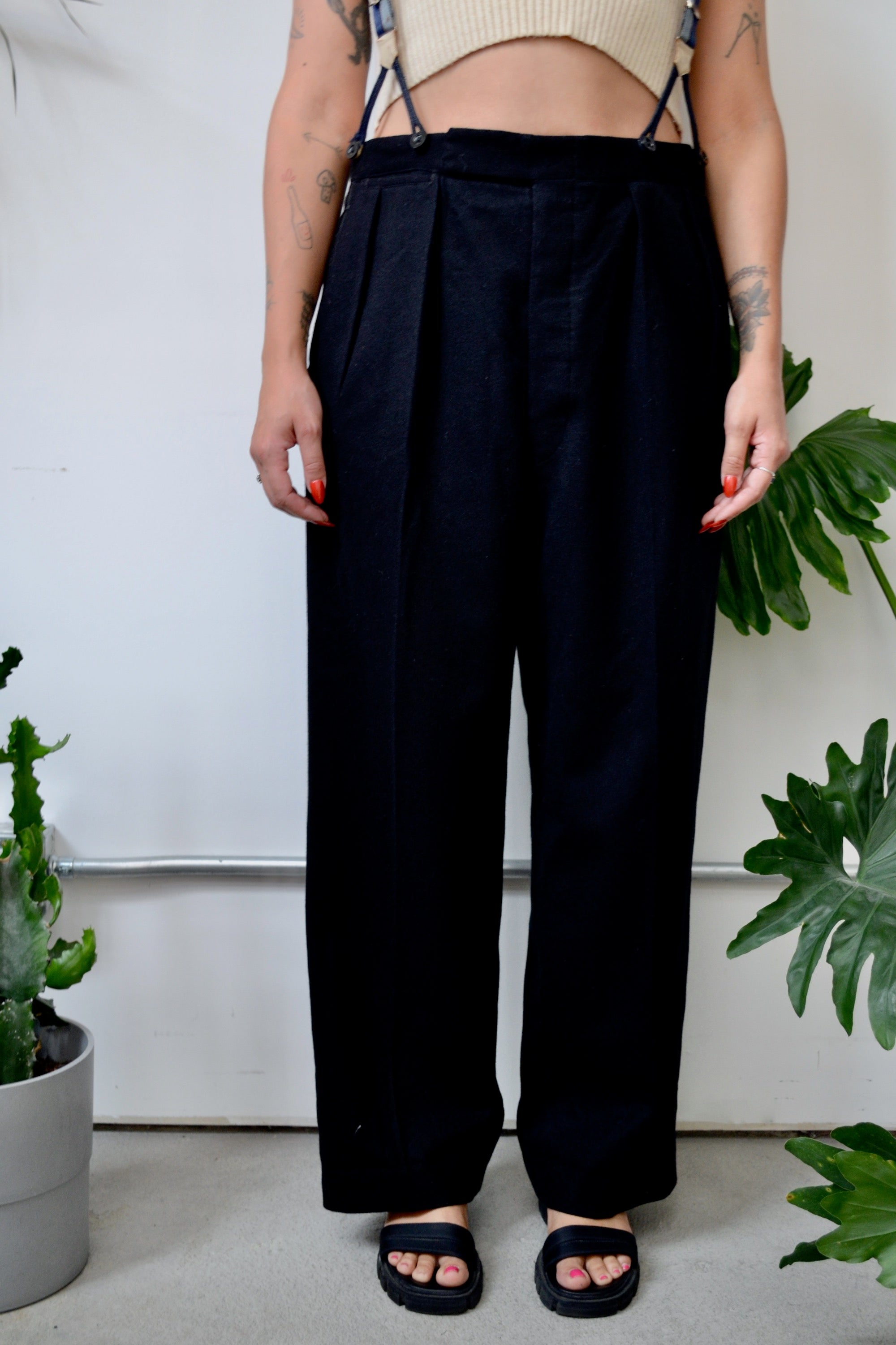 Wool Trousers With Suspenders