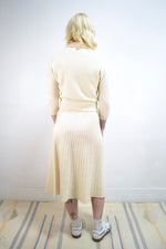 Cream Knit Skirt and Cardi Set