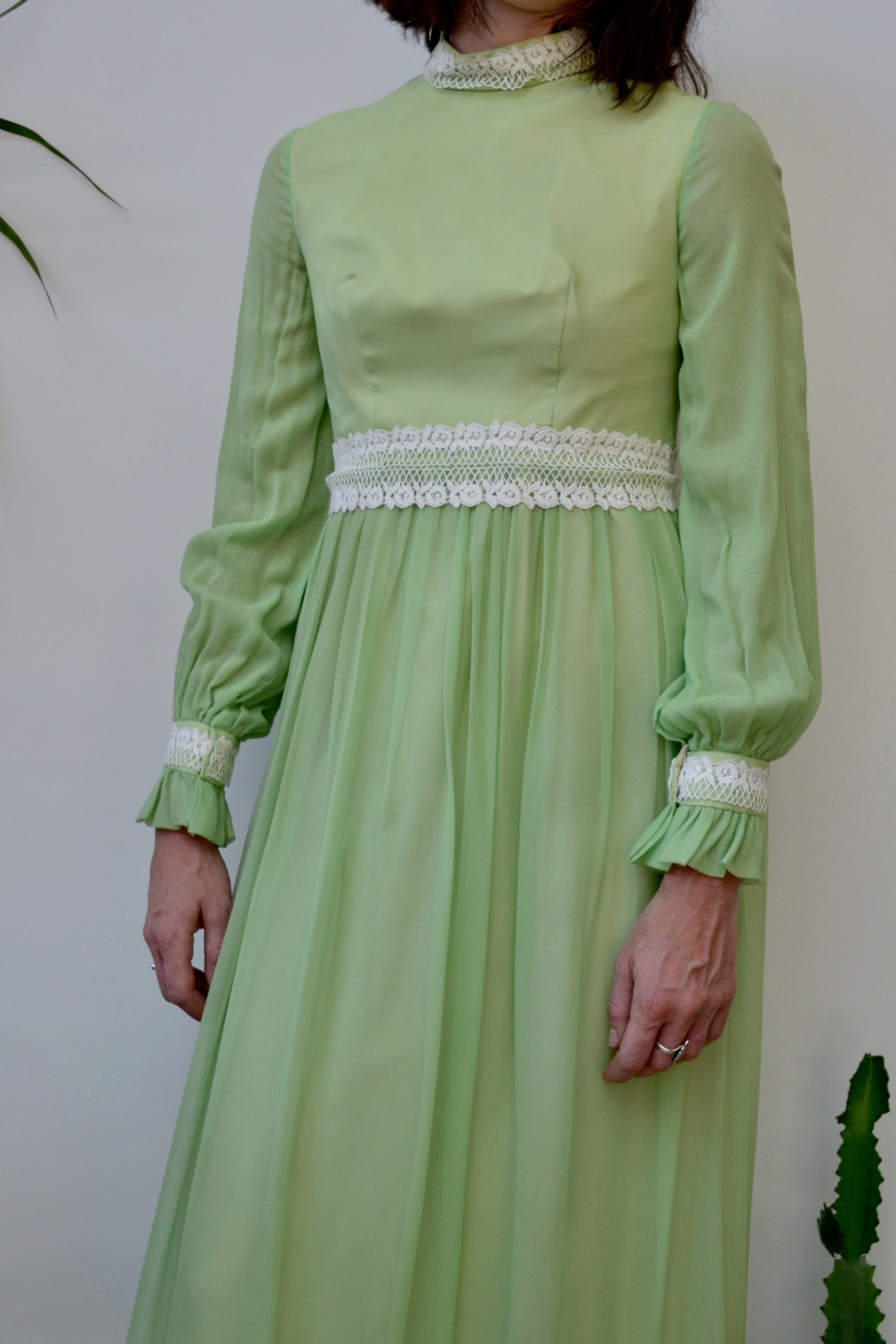 Honeydew Regency Seventies Gown