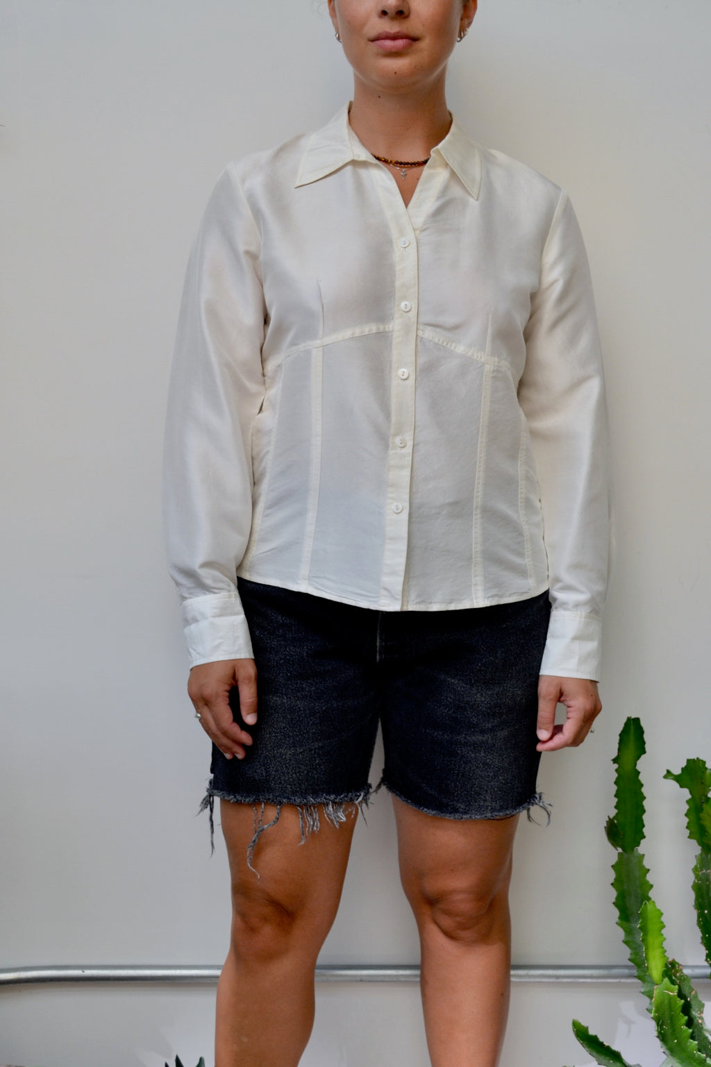 Nineties Cream Silk Blouse