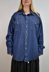 Dark Wash Denim Western Style Shirt