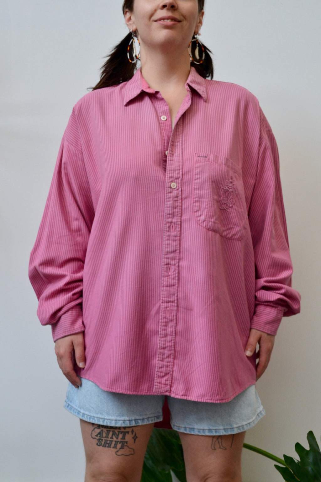 Nineties Pink Striped Button Up