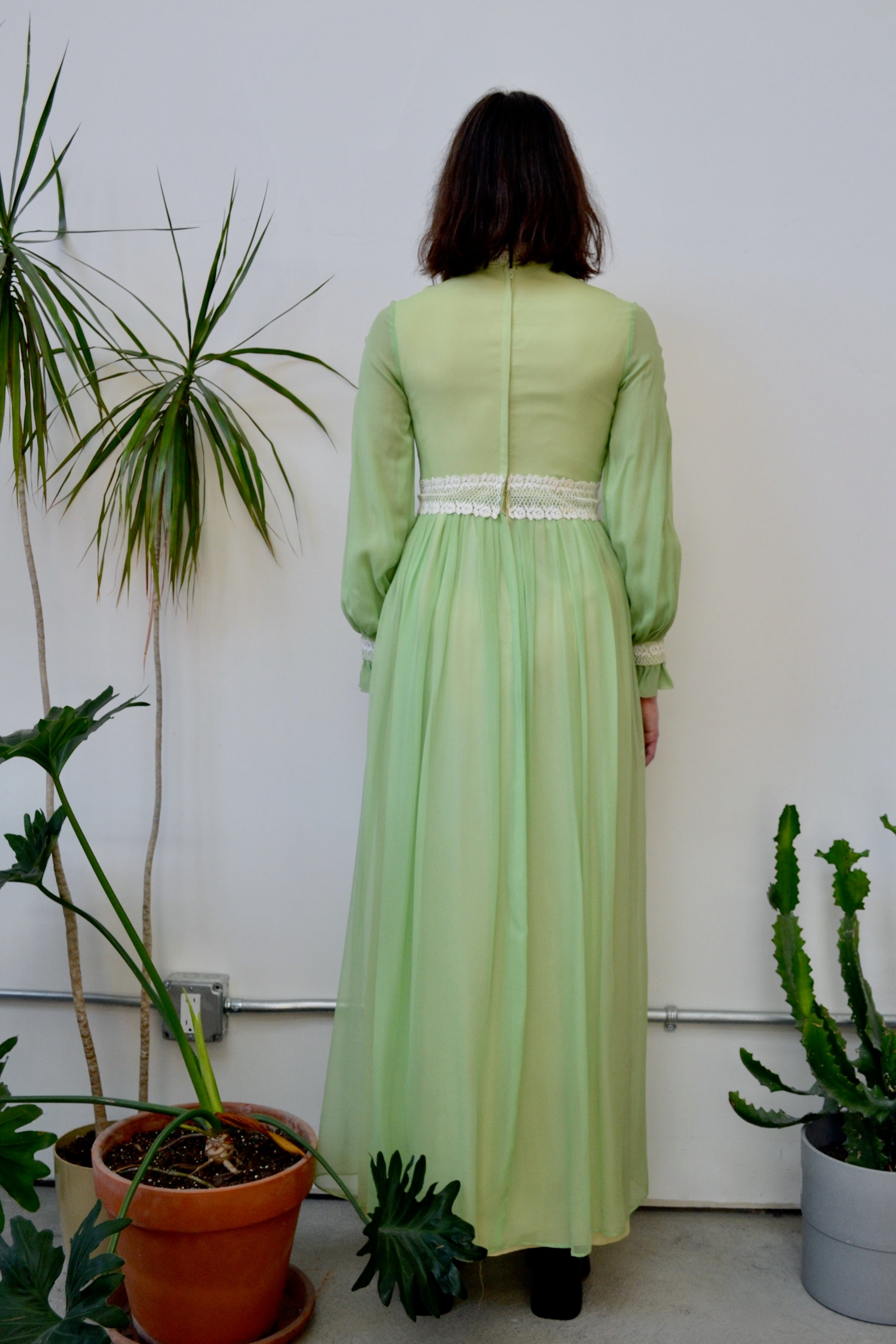 Honeydew Regency Seventies Gown