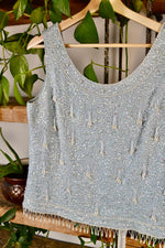 60s Aqua Beaded Top