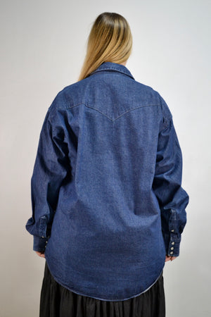 Dark Wash Denim Western Style Shirt