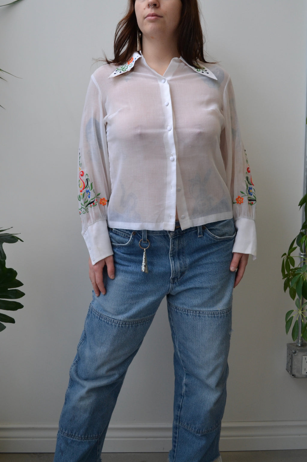 Gauzy 70s Embroidered Blouse