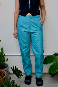 80s Teal Leather Pants