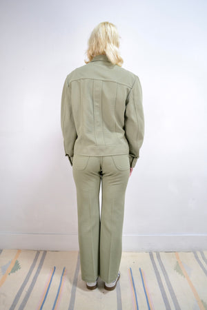 Vintage 70's "Lee" Sage Green Woven Polyester Western Suit