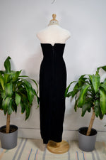 Vintage 80s Black Velvet Halter Cocktail Dress