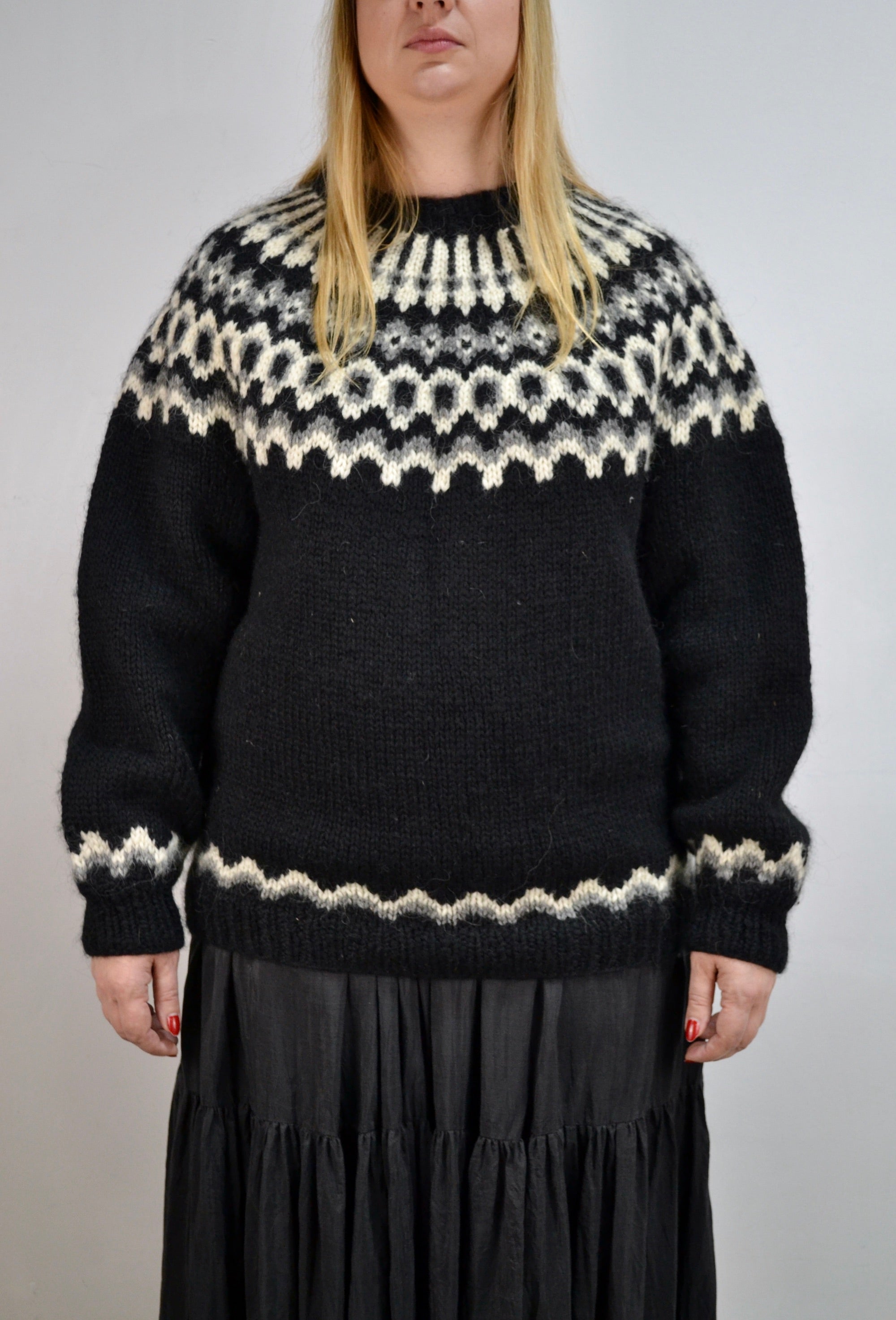 Black and White Icelandic Knit