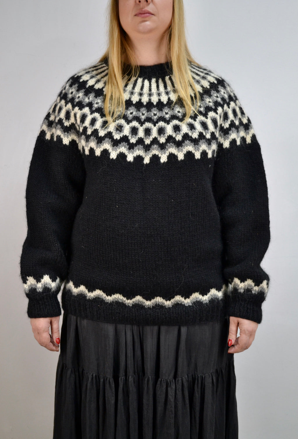 Black and White Icelandic Knit