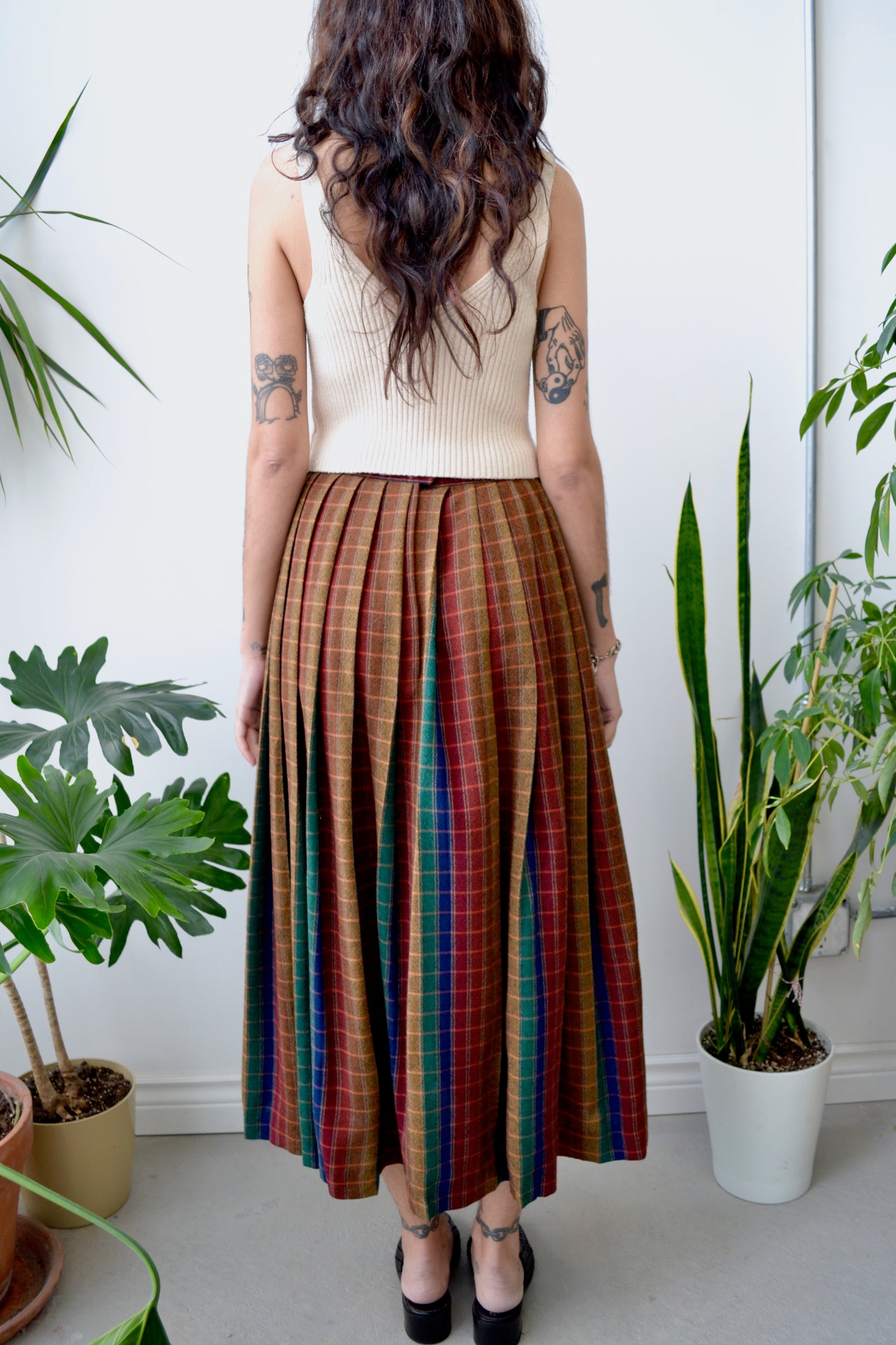 70's Rainbow Pleated Skirt
