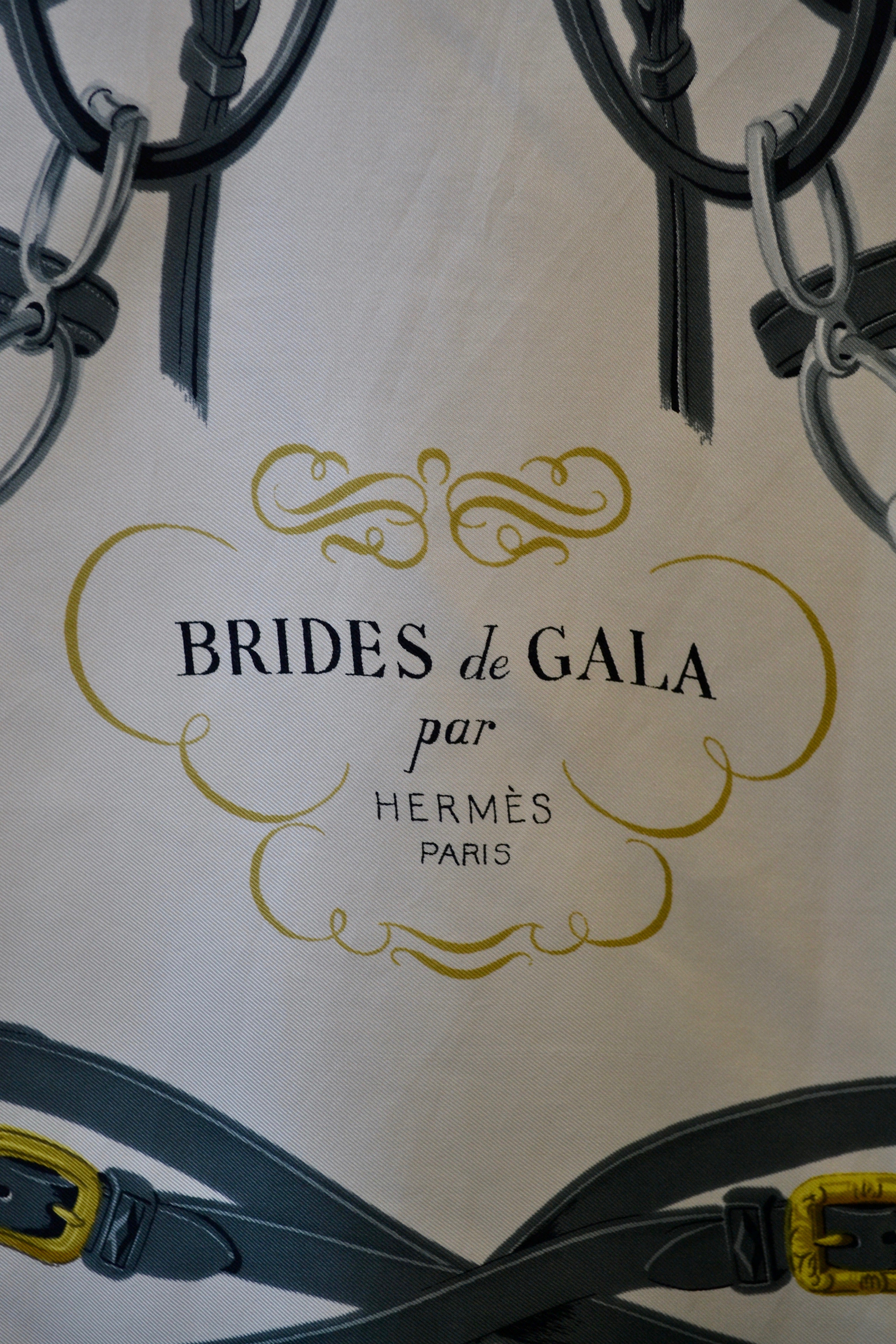 Vintage Blue Hermés Brides De Gala Silk Scarf