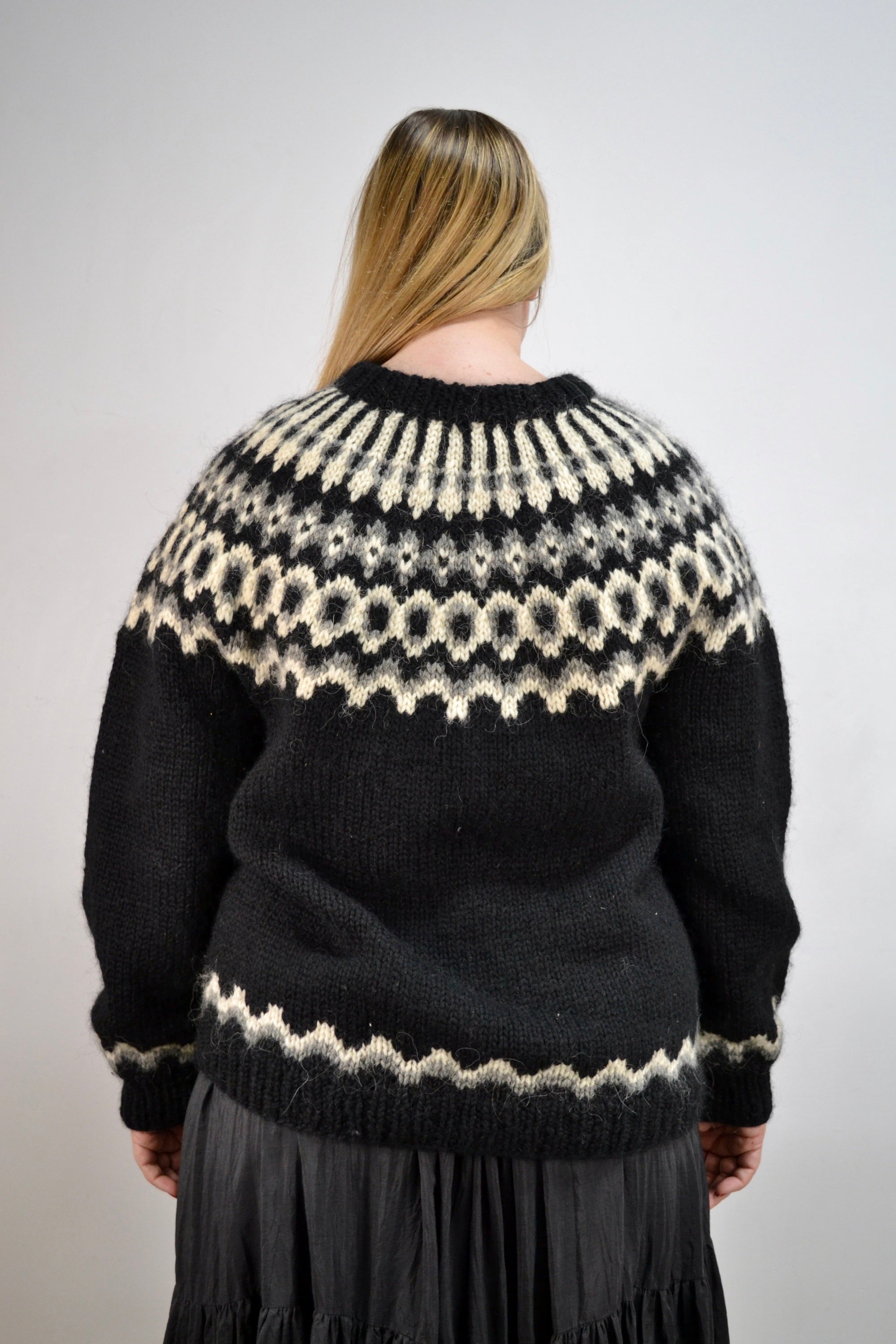 Black and White Icelandic Knit