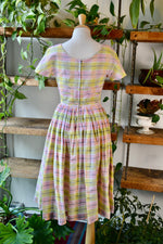 50s Cotton Spring Plaid Day Dress
