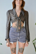 70s Metallic Shimmer Tie Top