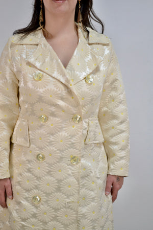 Sixties Champagne Daisy Embroidered Coat