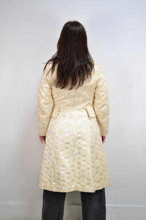 Sixties Champagne Daisy Embroidered Coat