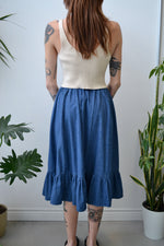 Indigo Cotton Ruffle Skirt