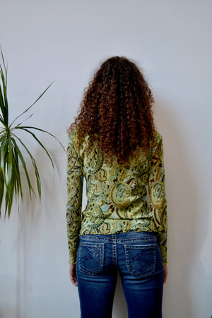 Y2K Paisley Mesh Top