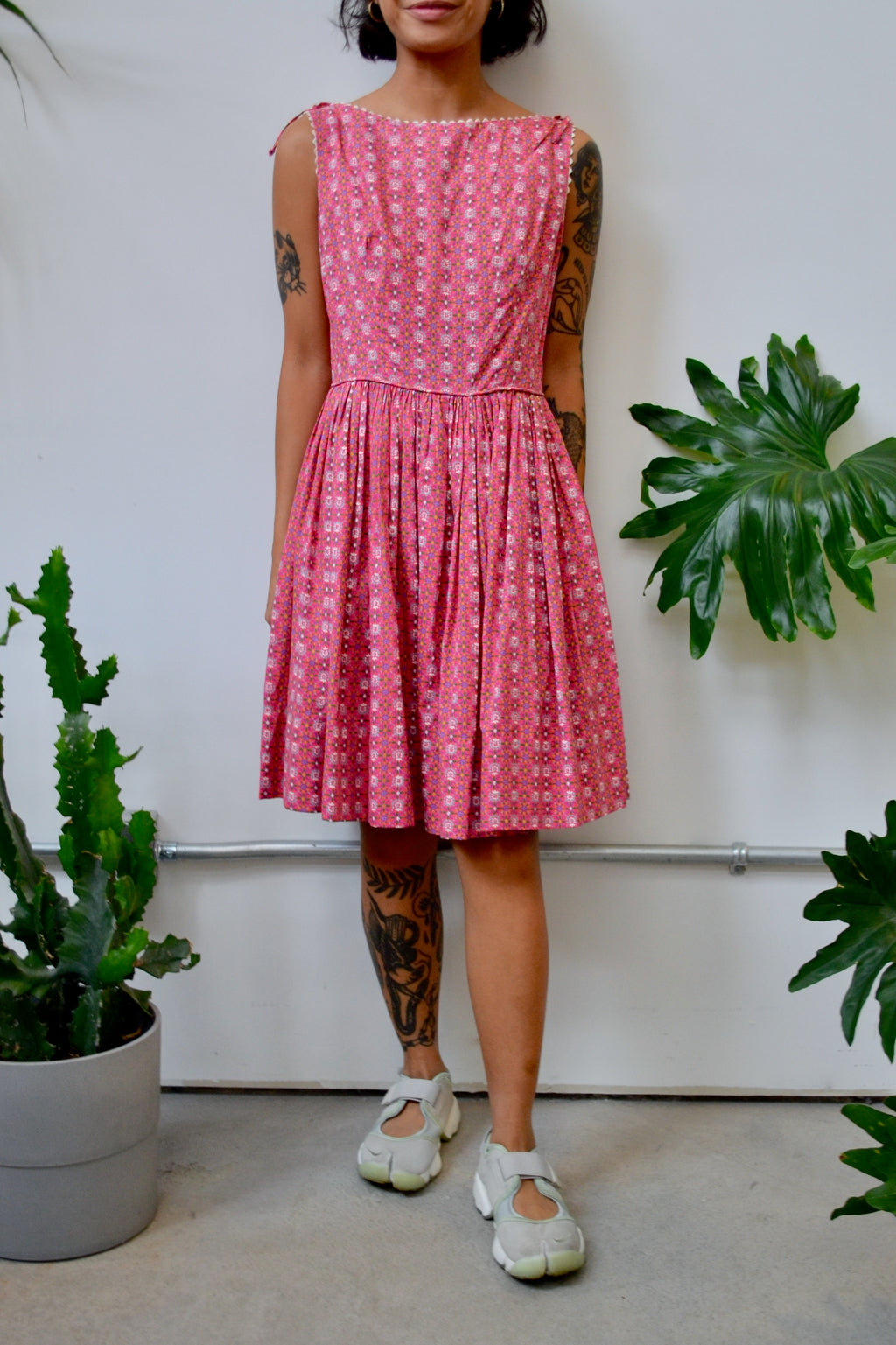 50s Pink Picnic Dress