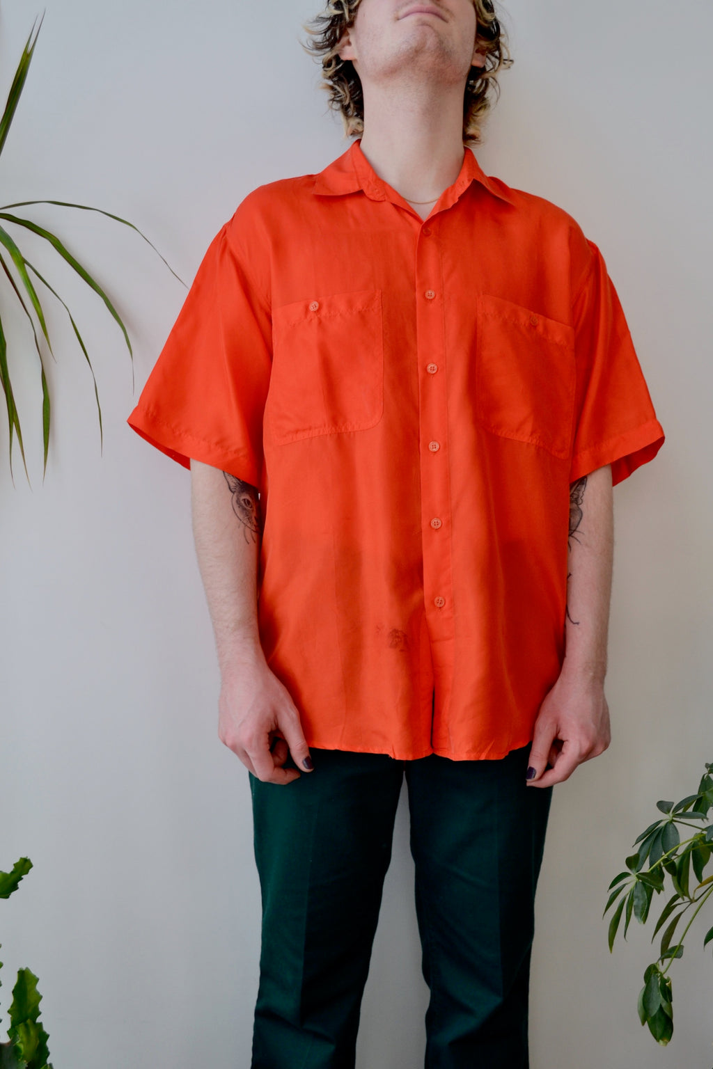 Bright Orange Silk Shirt