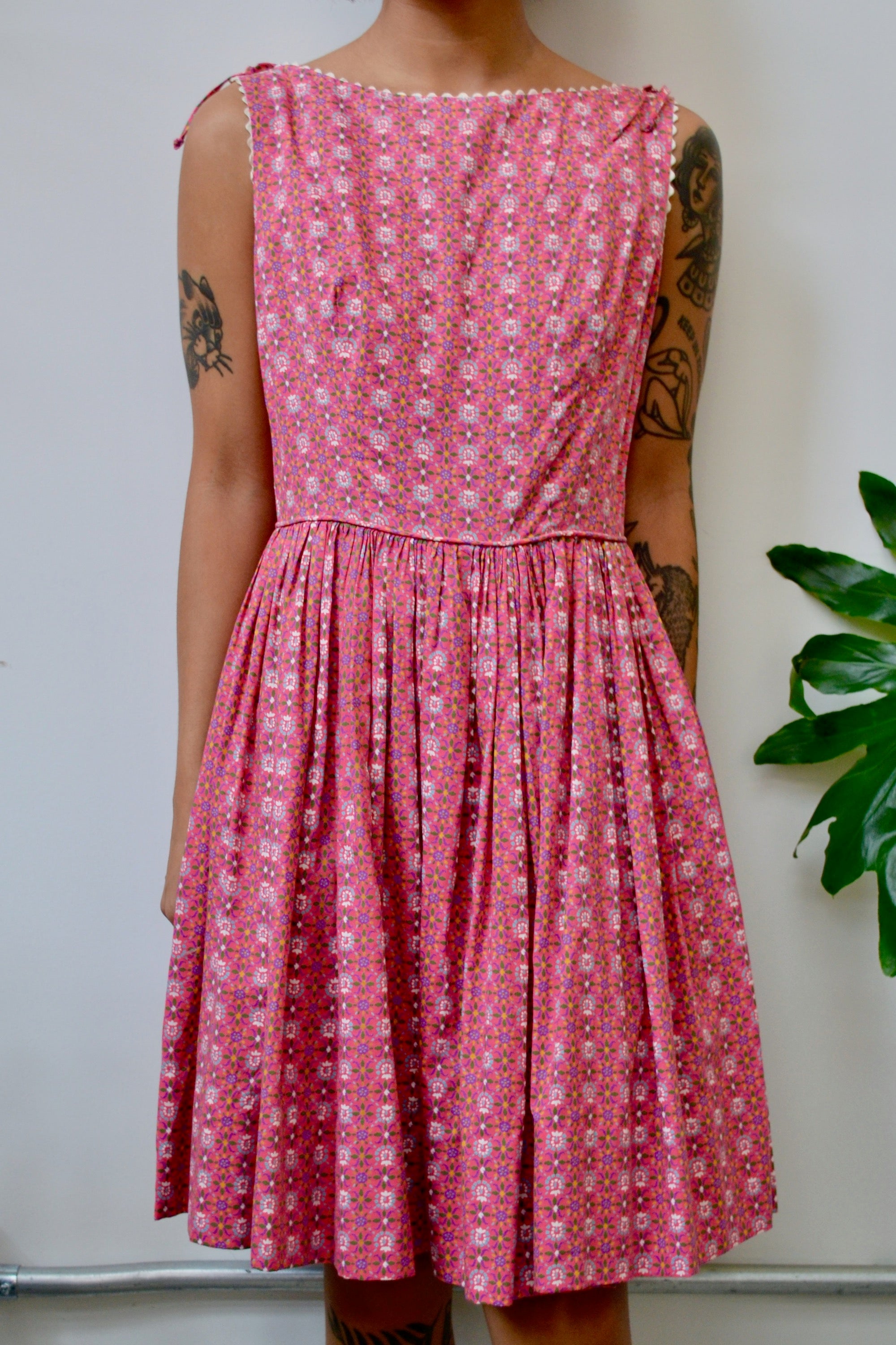 50s Pink Picnic Dress