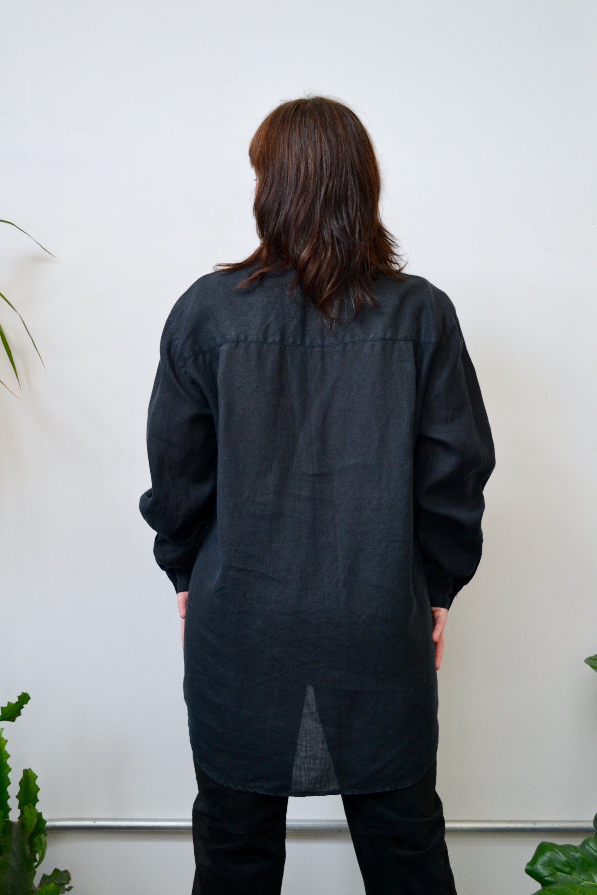 Coveted Black Linen Button Up