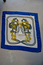 Vintage Blue Hermés Brides De Gala Silk Scarf