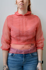 50s/60s Coral Sheer Nylon Blouse