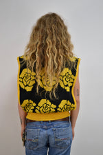Black & Yellow Floral Sweater Vest