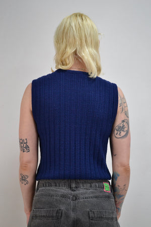 Navy Blue Pendy Knit Sweater Vest