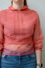 50s/60s Coral Sheer Nylon Blouse