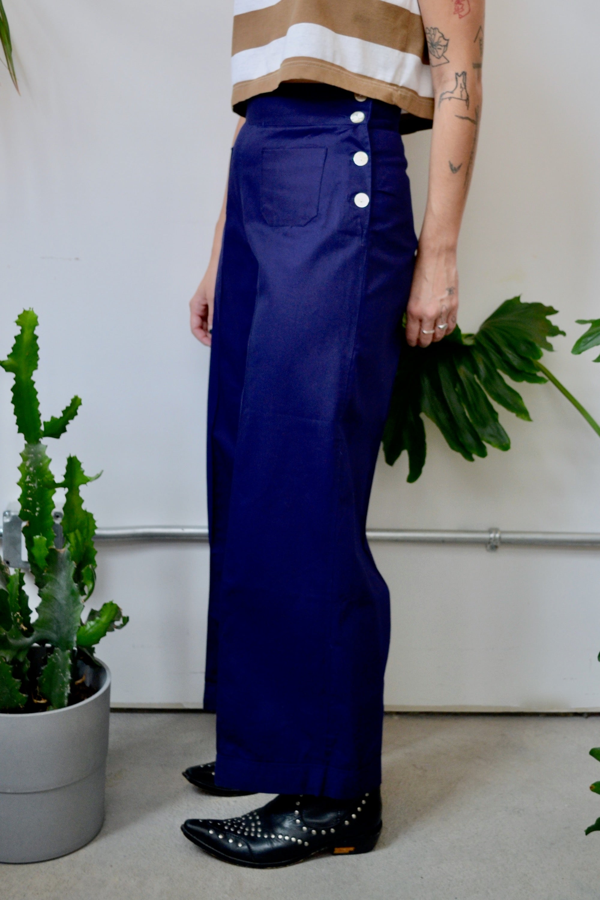 She Sells Sea Shells Navy Blue Trousers