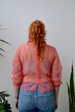 50s/60s Coral Sheer Nylon Blouse