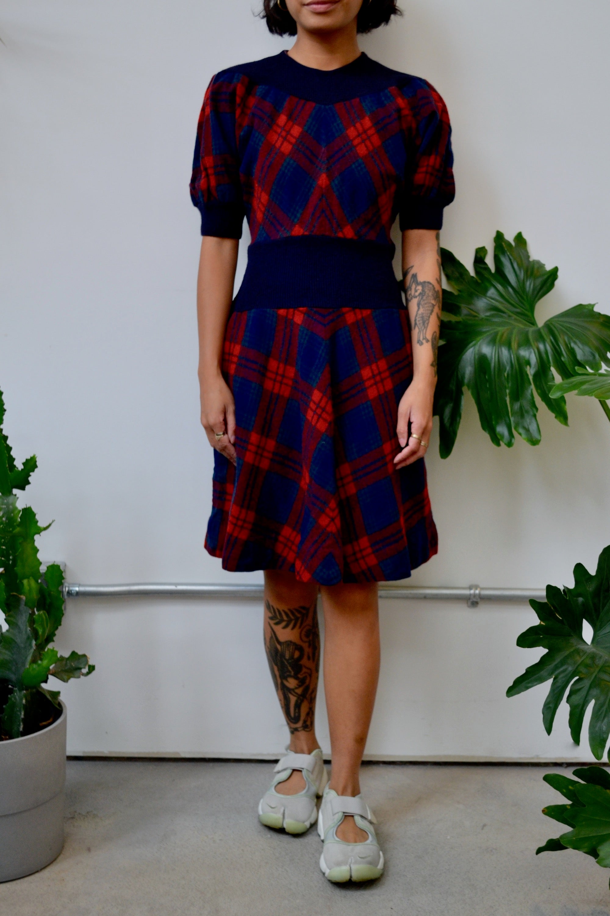 R&B Plaid Wool Dress