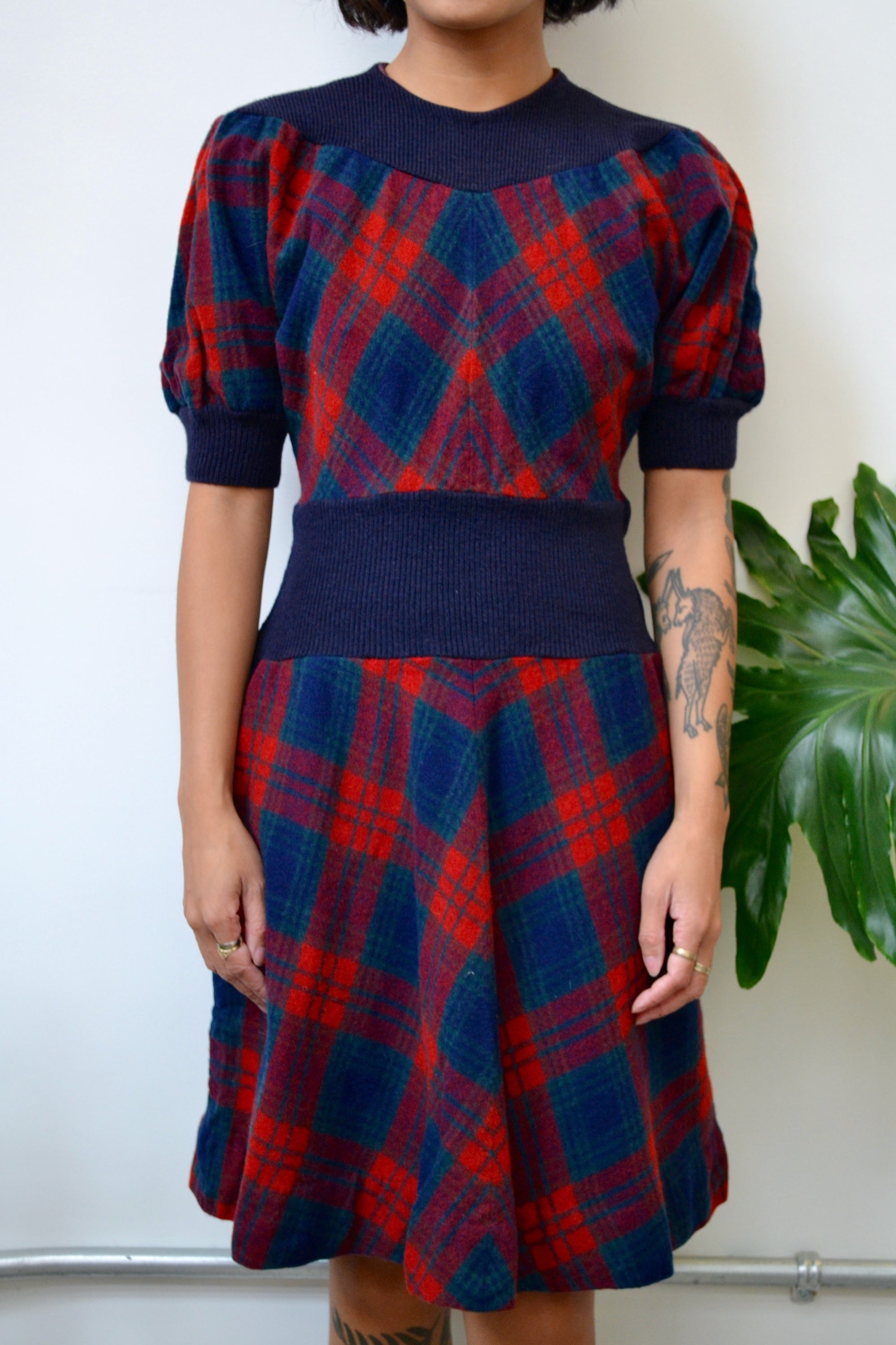 R&B Plaid Wool Dress