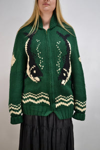 50's Mary Maxim "Anglers Pride" Knit Cardigan