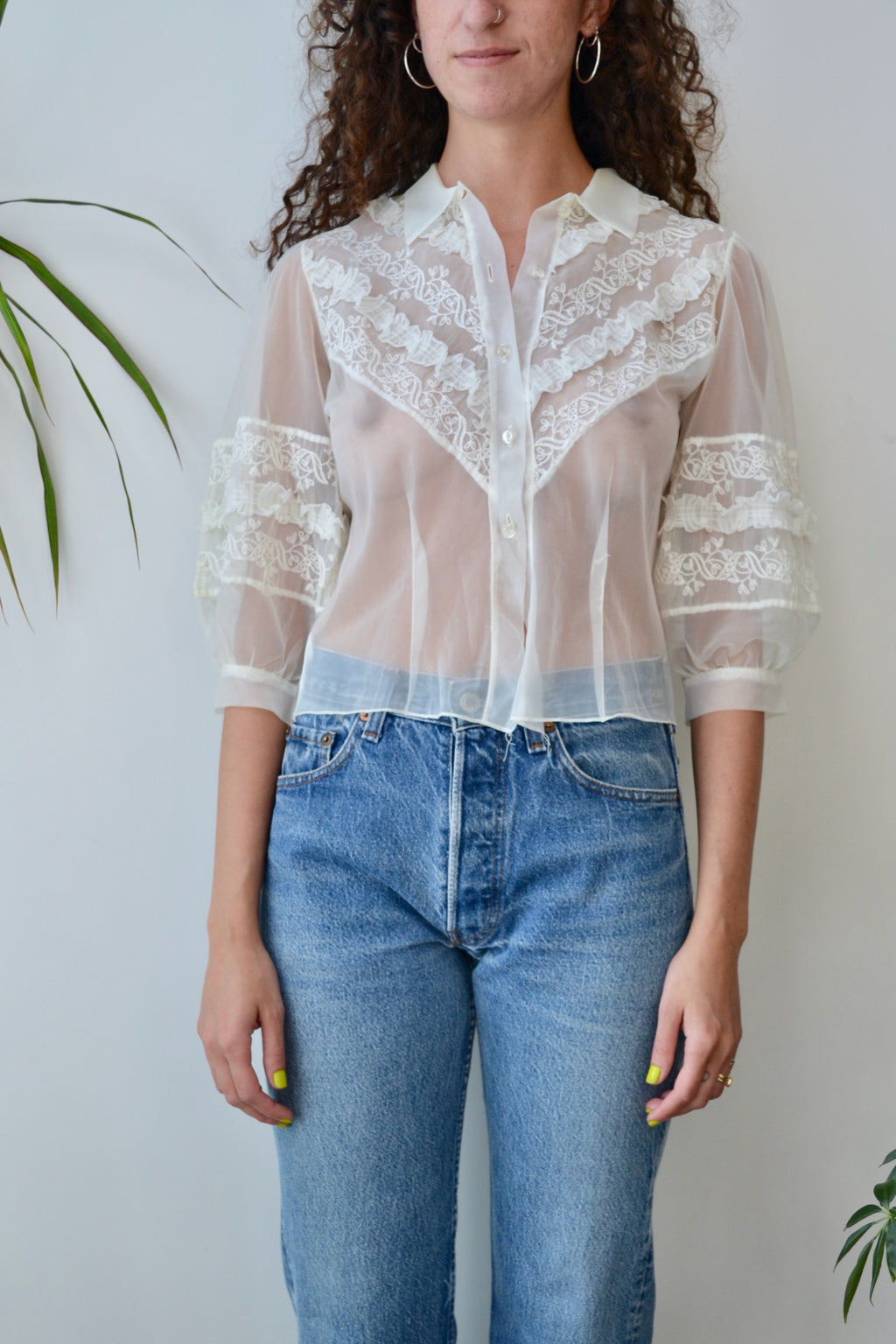 Soutache Embroidered Sheer Blouse