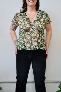 Sheer Floral Flutter Blouse