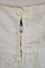 Vintage Floral Embossed Cream Satin Empire Waist Gown