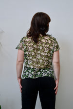 Sheer Floral Flutter Blouse