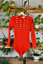 70s Knit Acrylic Floral Bodysuit