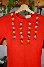 70s Knit Acrylic Floral Bodysuit