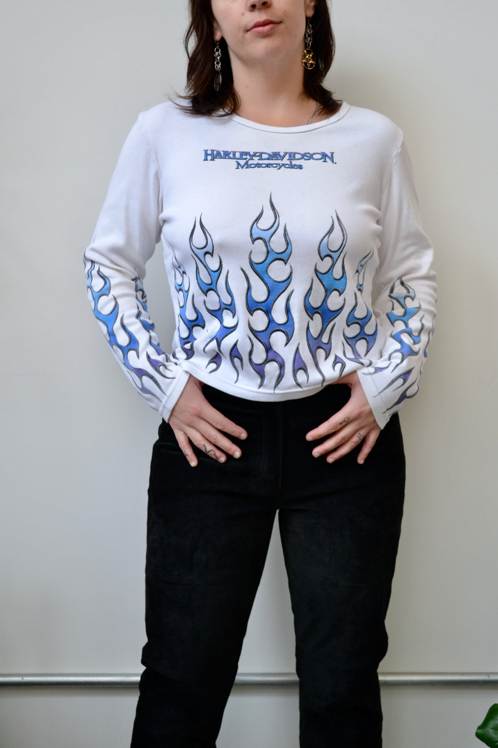 Y2K Blue Flame Harley Shirt