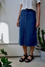 Contrast Stitch Dark Wash Skirt